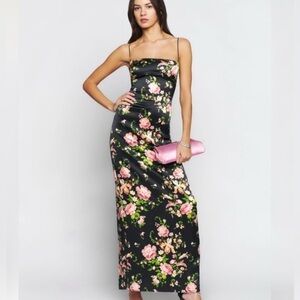 Reformationn Frankie Silk Floral Dresss